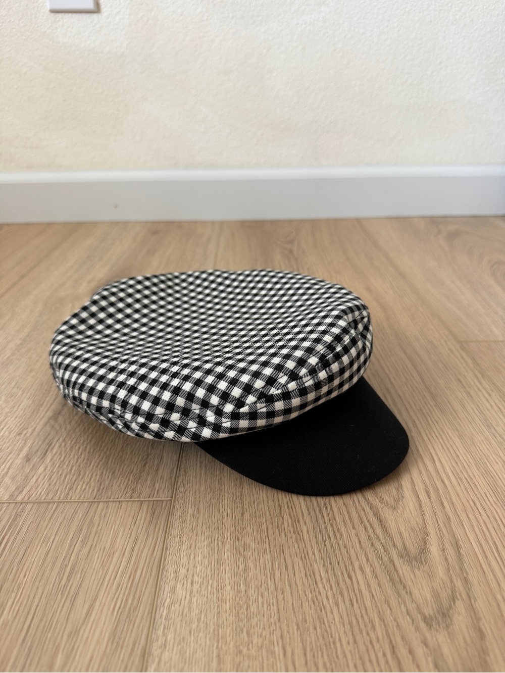 Brixton Black & White Gingham Baker Boy Cap